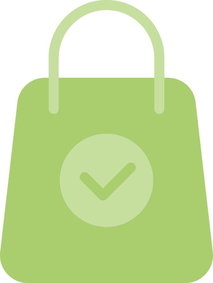 A green shopping bag with a tick mark on it vector