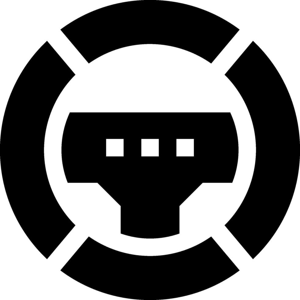 A black and white logo of a steering wheel vector