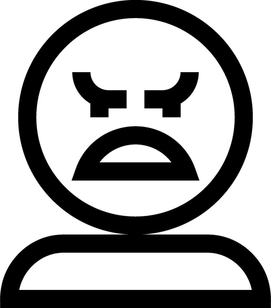 An angry face icon with a black background vector