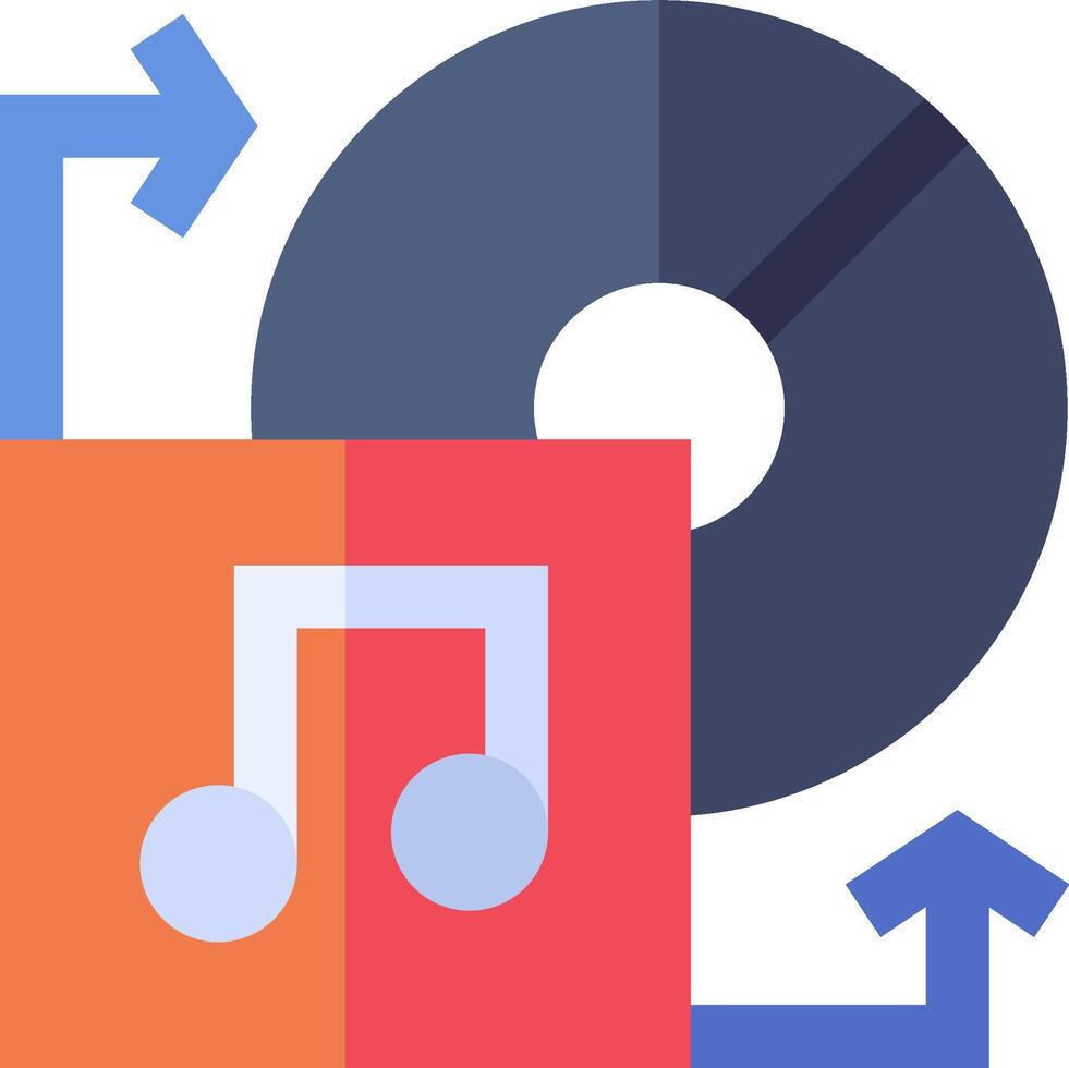 A music player with a disc and a music note vector