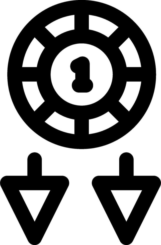 A black and white icon of a wheel with arrows vector