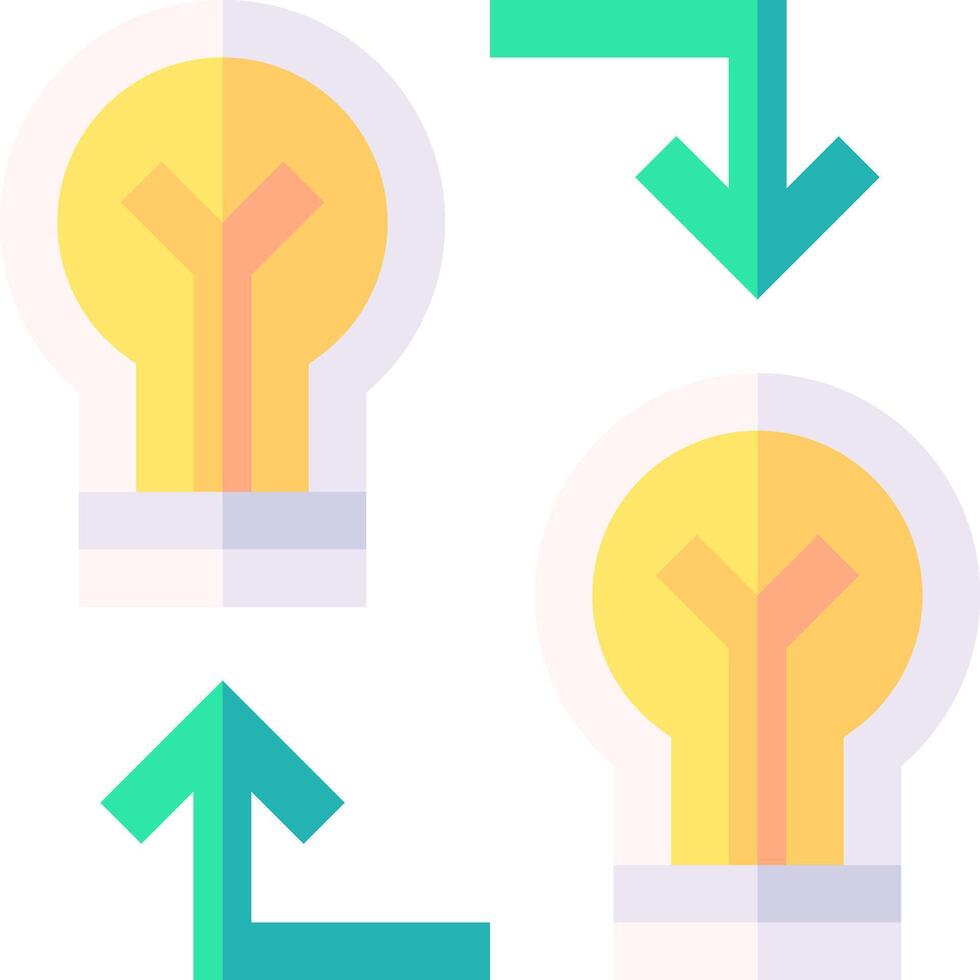 Three light bulbs with arrows pointing up and down vector
