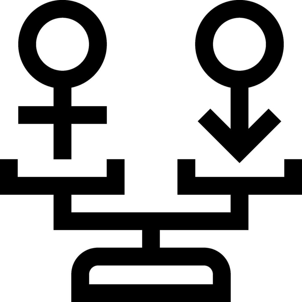 A black and white image of a male and female symbol vector