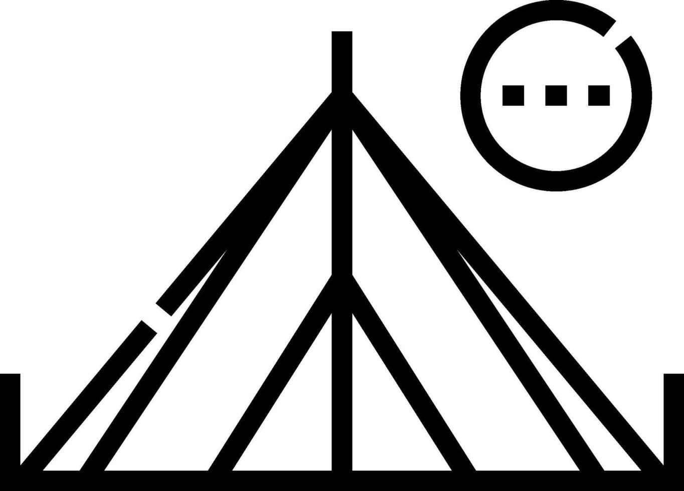 A black and white image of a tent vector