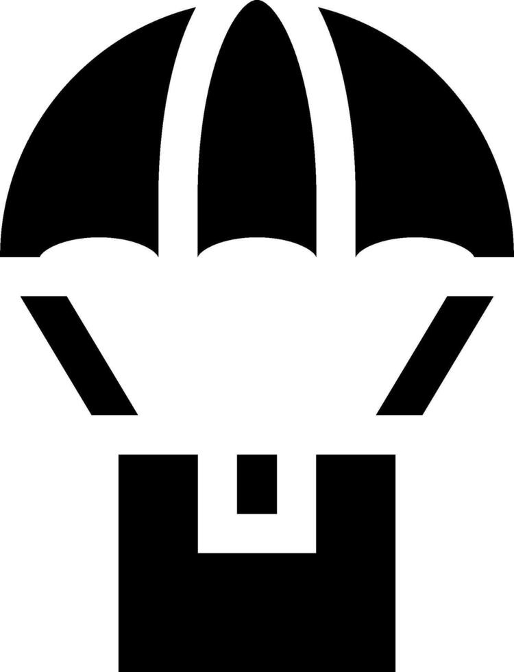 A black and white image of a parachute vector