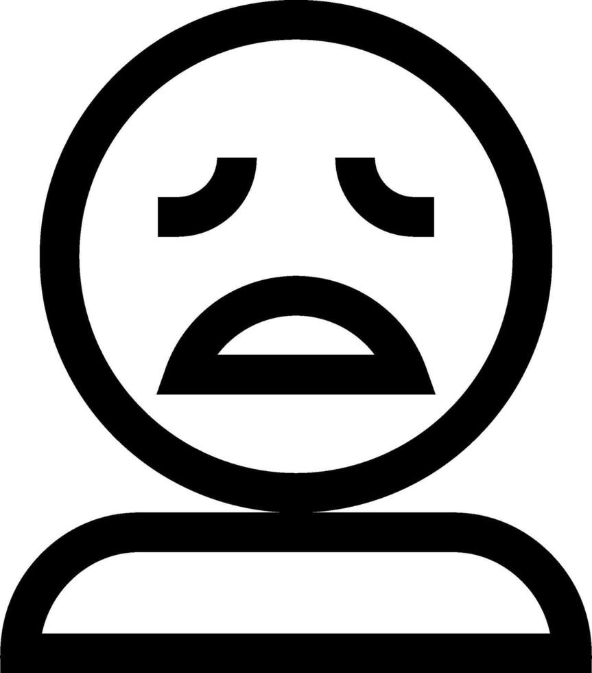 A black and white icon of a person with a sad face vector