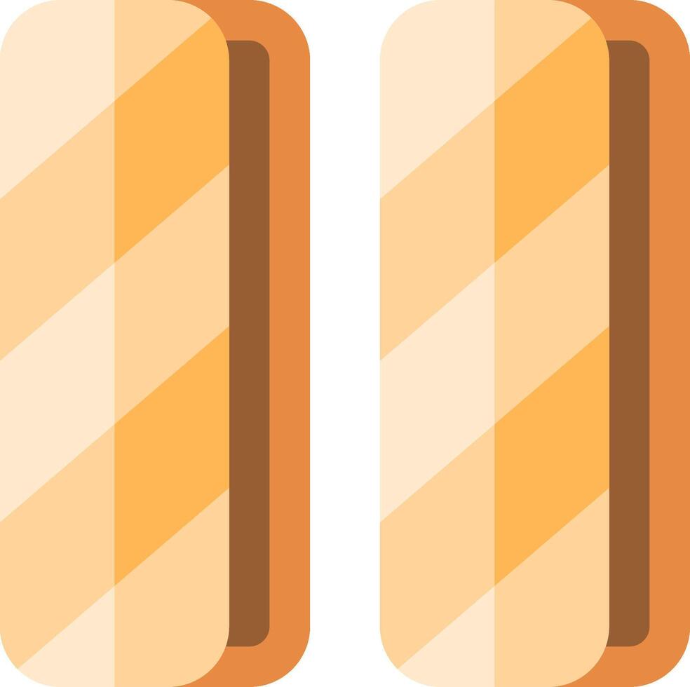 Two slices of bread with a stripe pattern vector