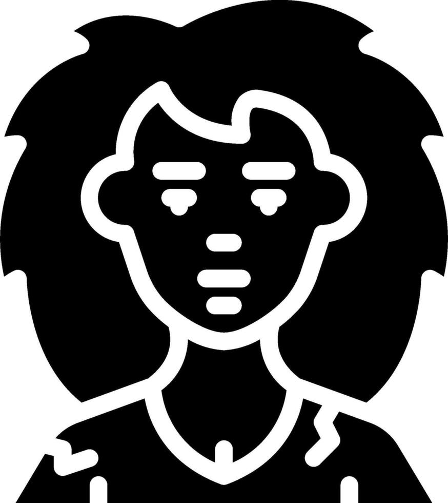 A black and white icon of a woman with a face vector