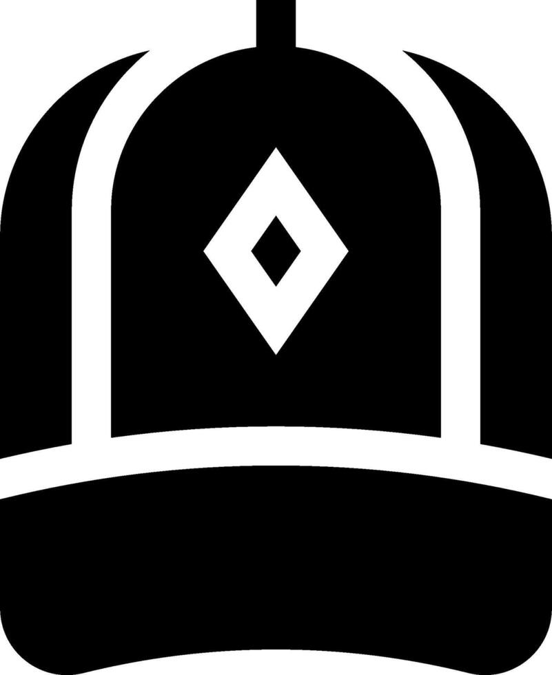 A black and white baseball cap with a diamond on it vector