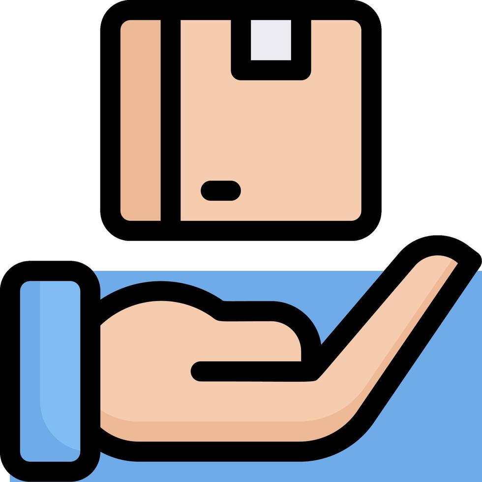 A hand holding a box and a hand holding a file vector