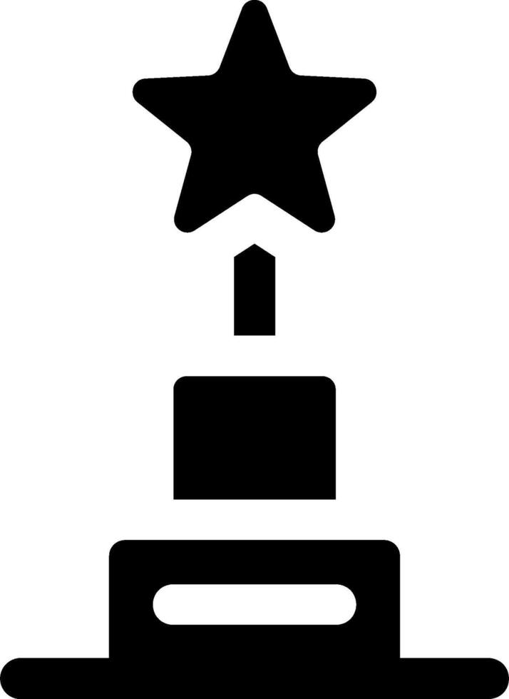 A black and white icon of a trophy with a star on top vector