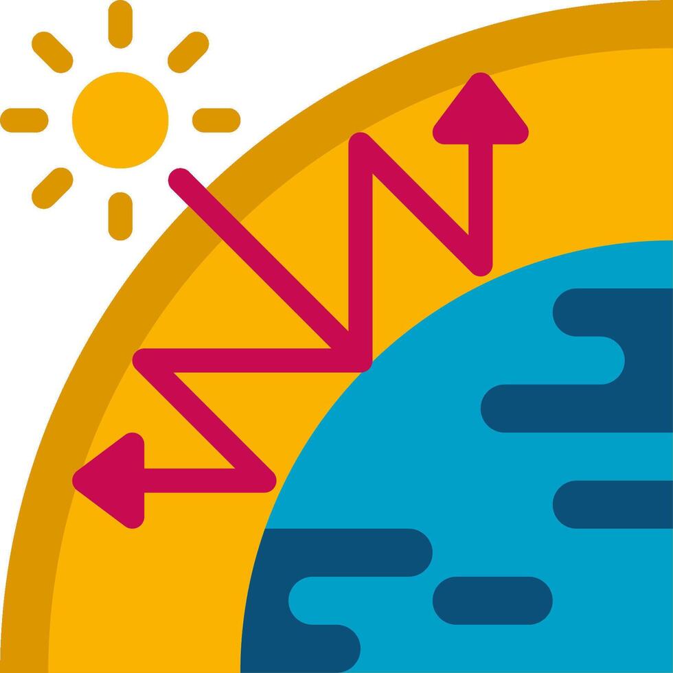 A flat icon of the earth with a sun and arrows vector