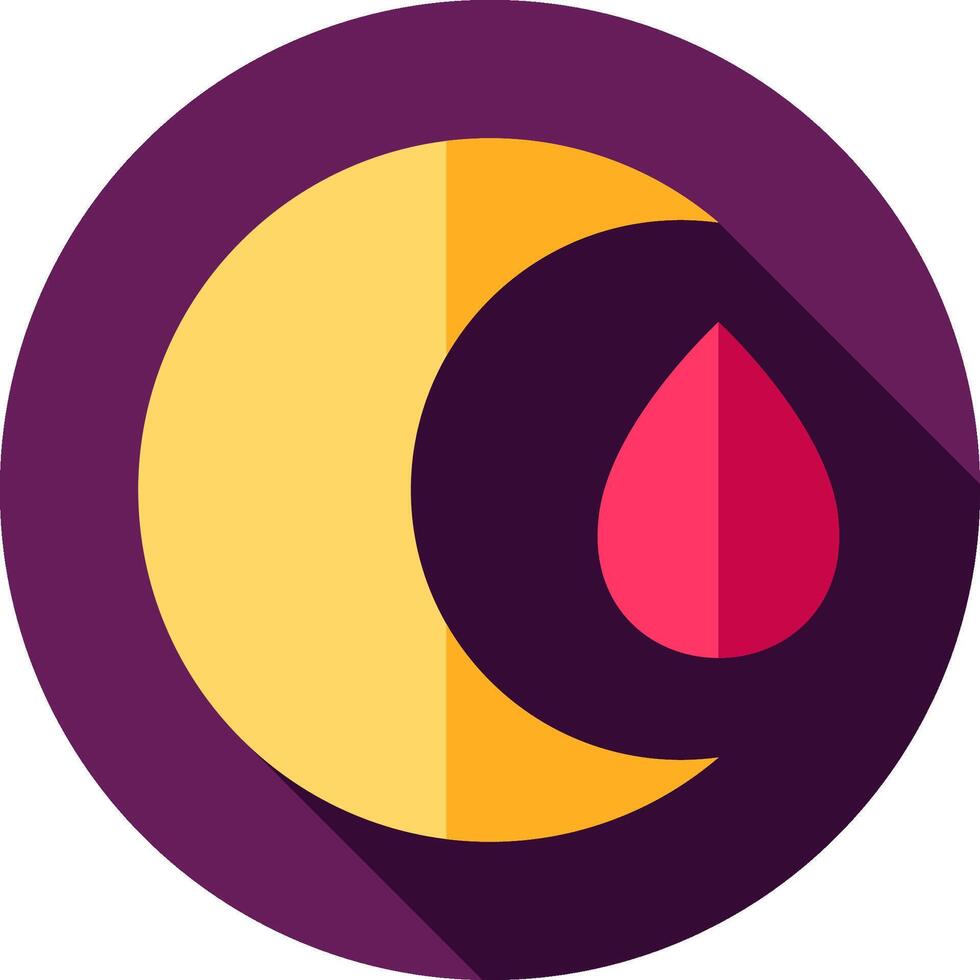 A blood drop and a crescent in a purple circle vector