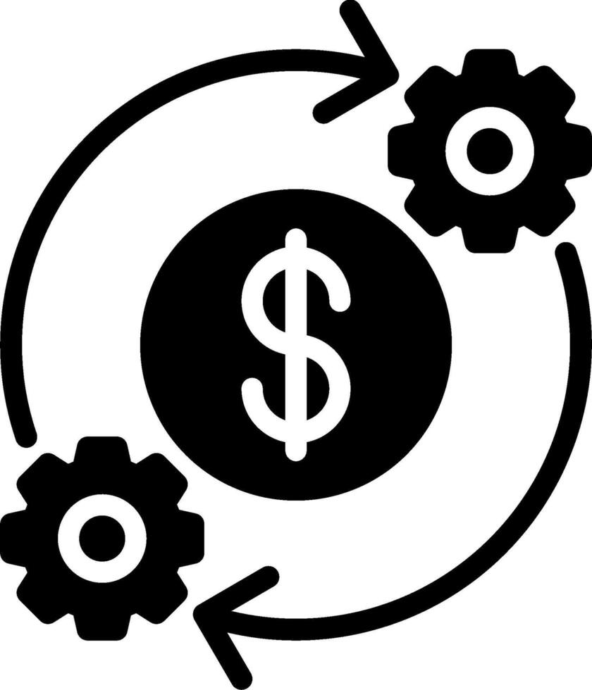 A dollar sign and gears in a circle vector