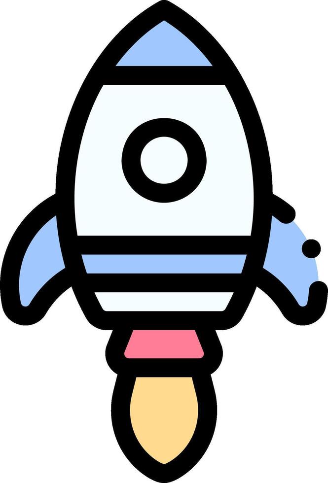 A cartoon rocket ship with a blue and white background vector