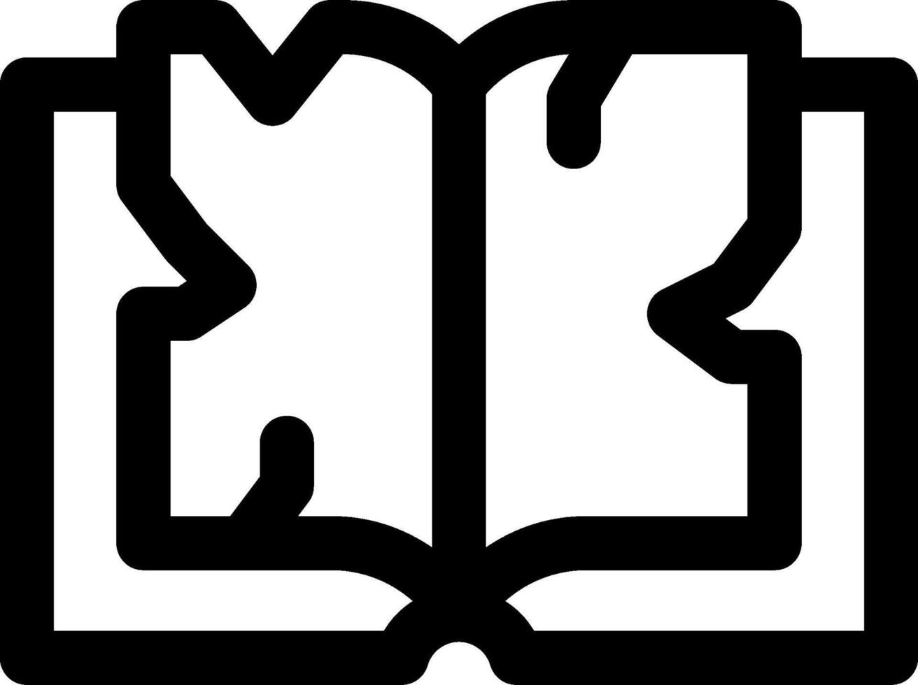 An open book with a black outline vector