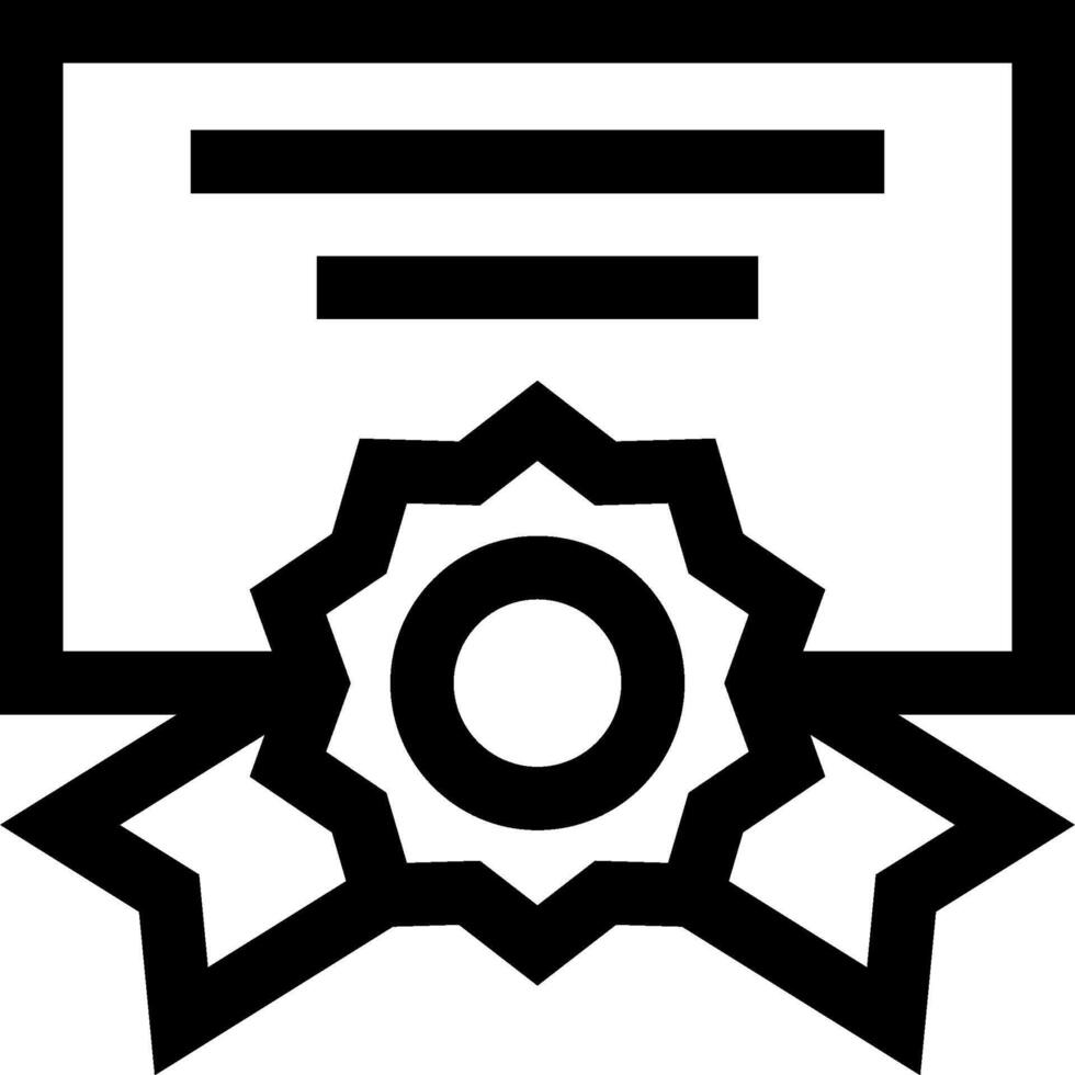 A black and white icon of a certificate vector