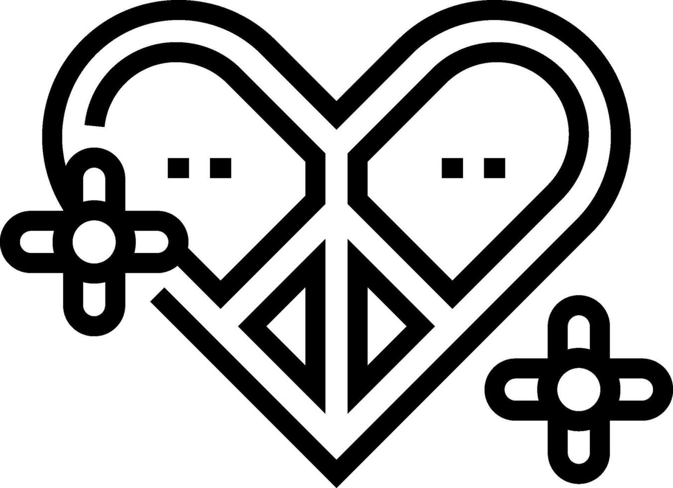 A black and white heart with two people in it vector