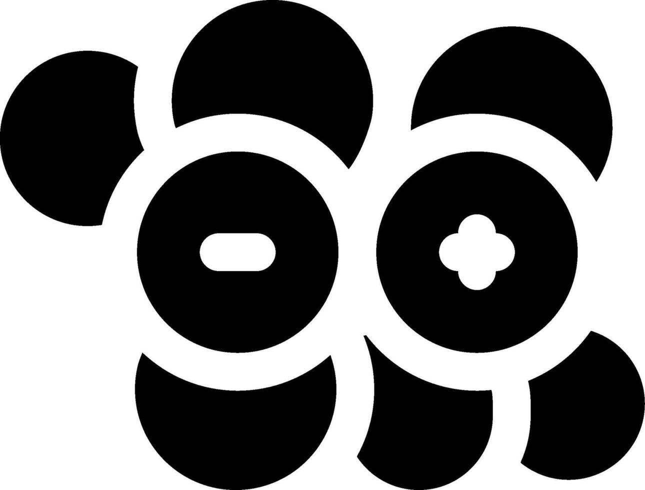 A black and white logo with two circles vector