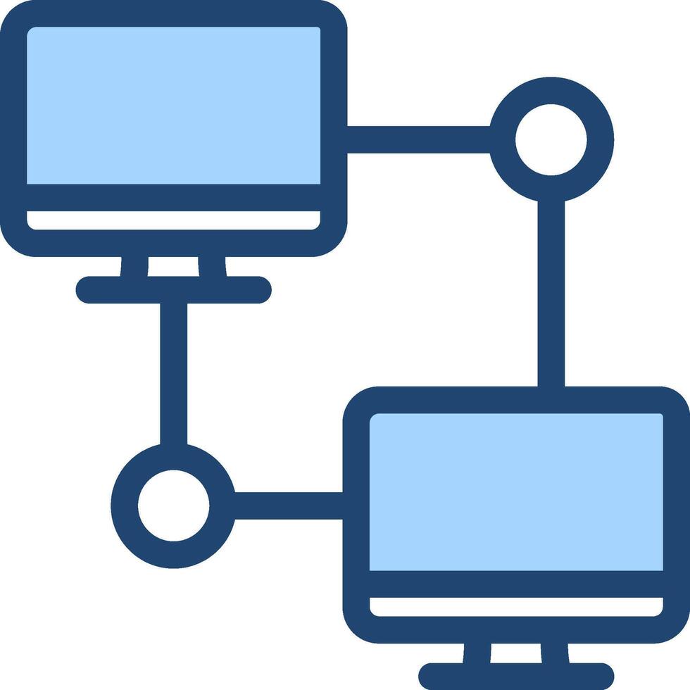 A computer with two monitors connected to each other vector