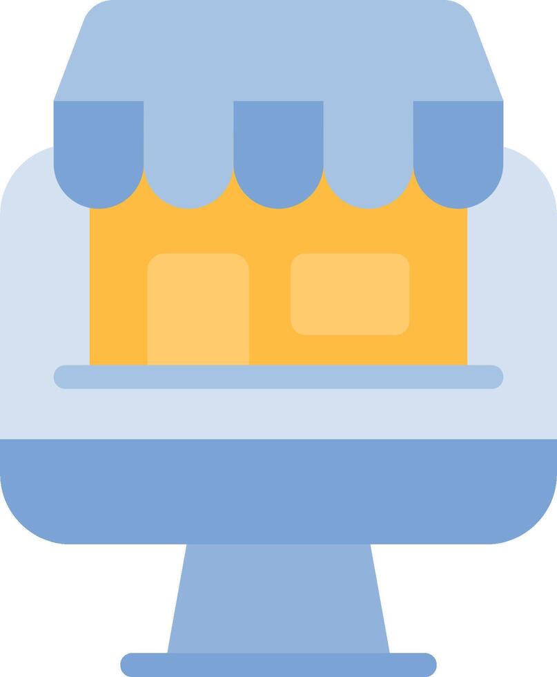 A blue and yellow store front with a yellow awning vector