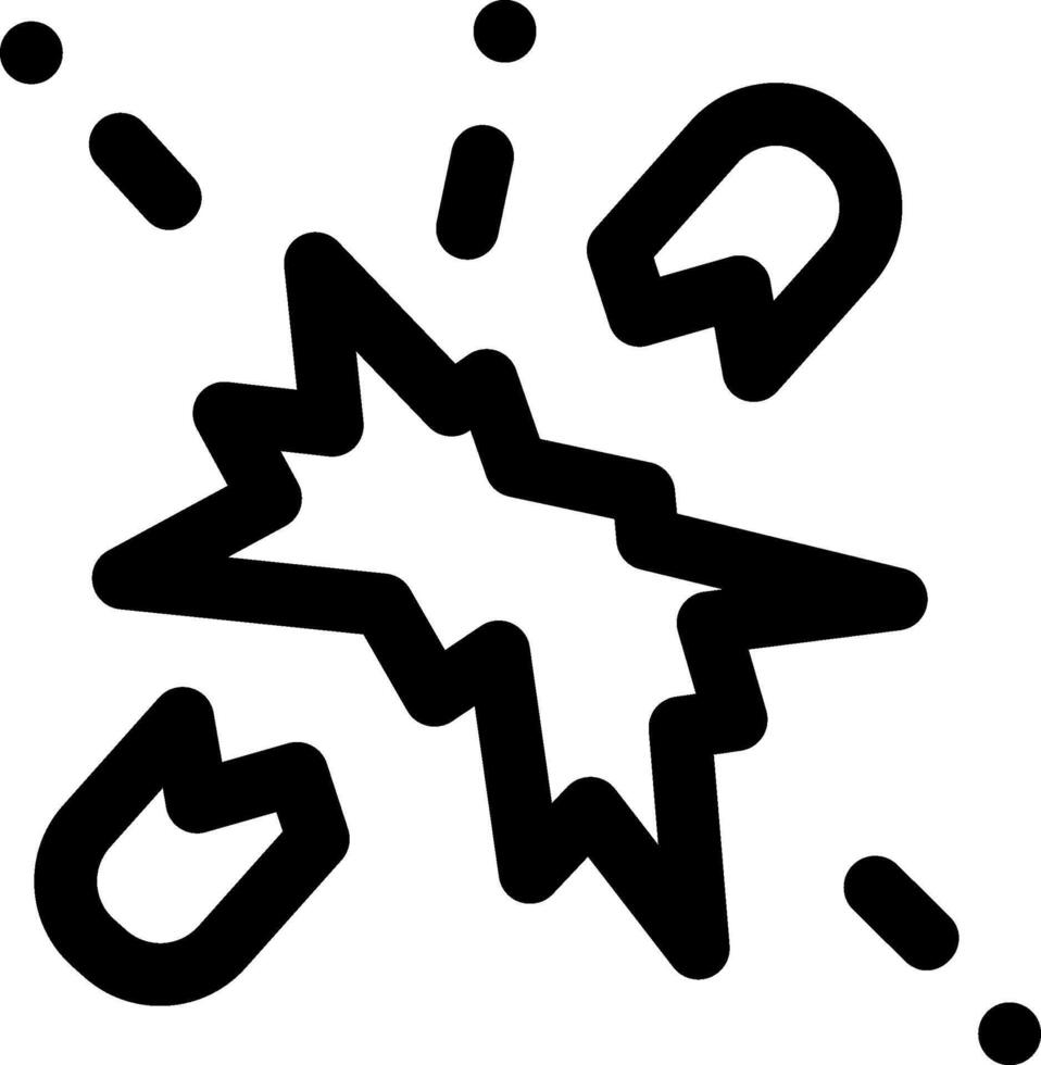 A black and white icon of a star with a broken line vector