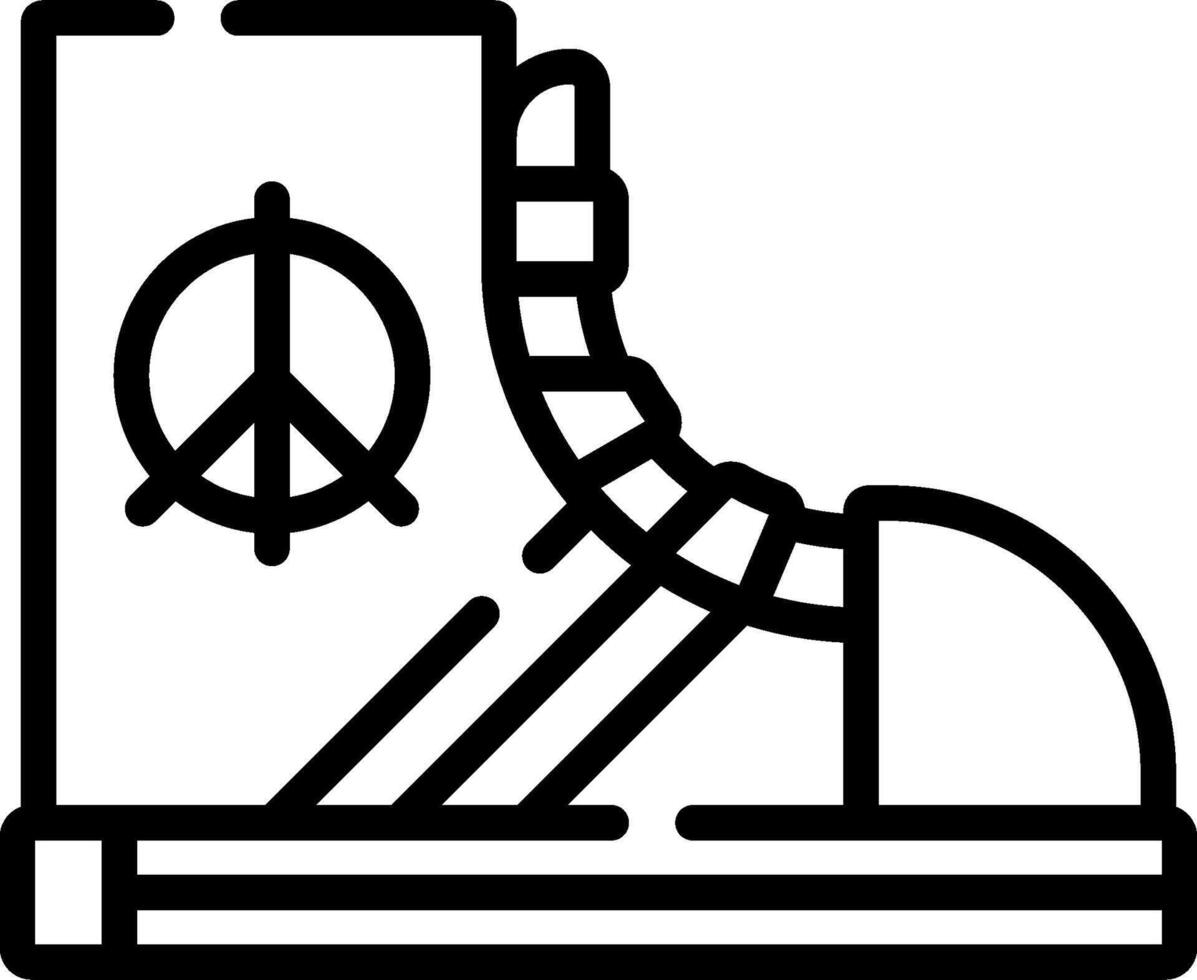 A black and white illustration of a shoe with peace sign vector