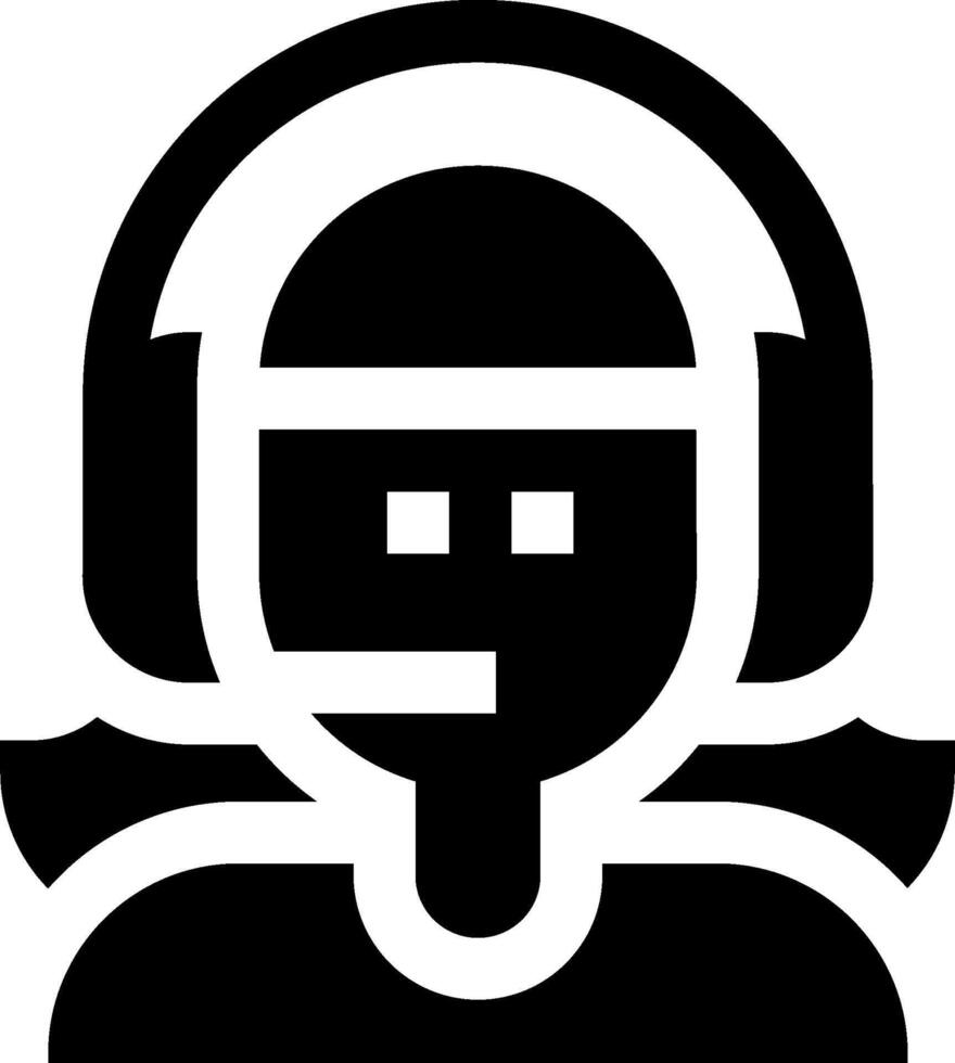 A black and white icon of a person wearing headphones vector