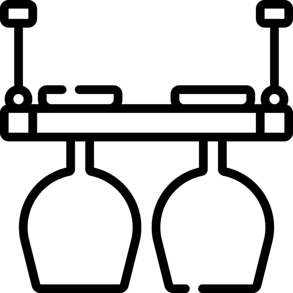 A black and white illustration of two glasses on a shelf vector