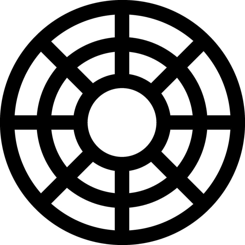 A black and white image of a circular symbol vector