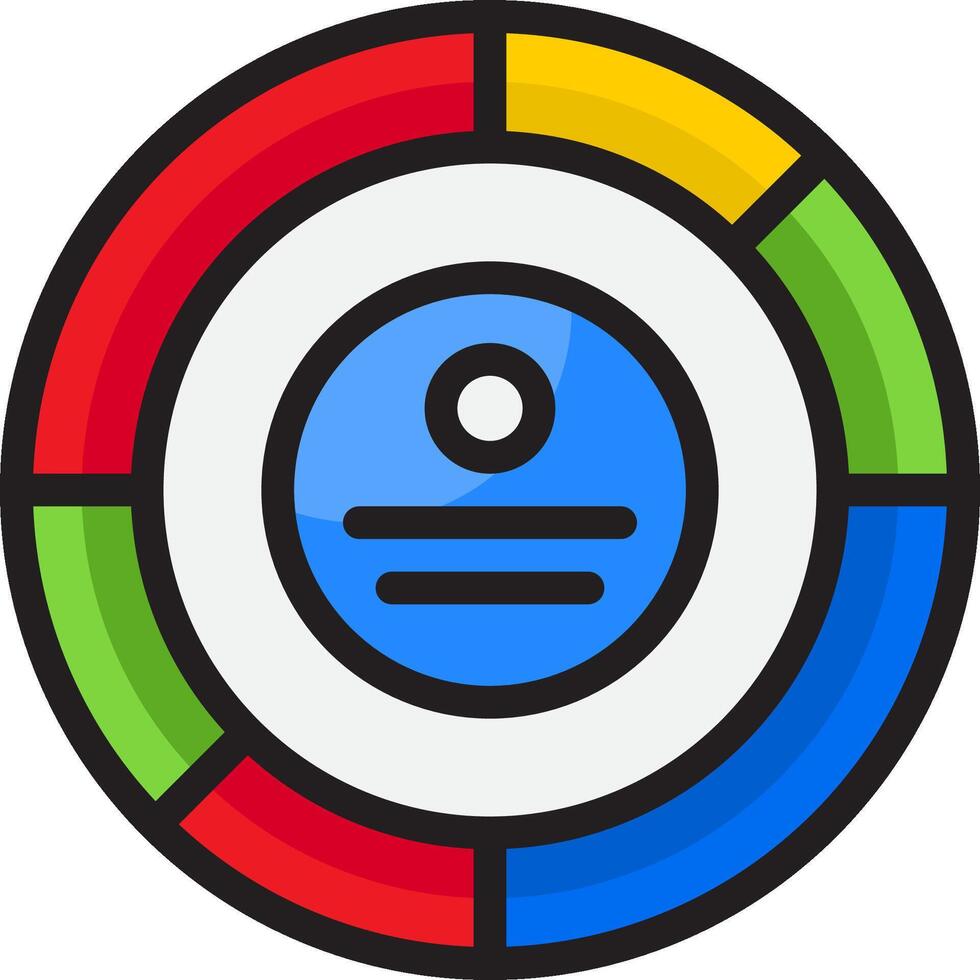 A colorful circular icon with a circle in the center vector