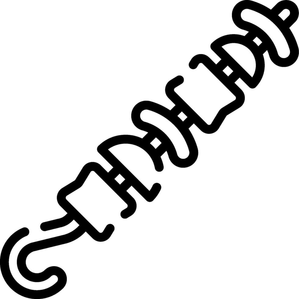 A black and white drawing of a hook vector