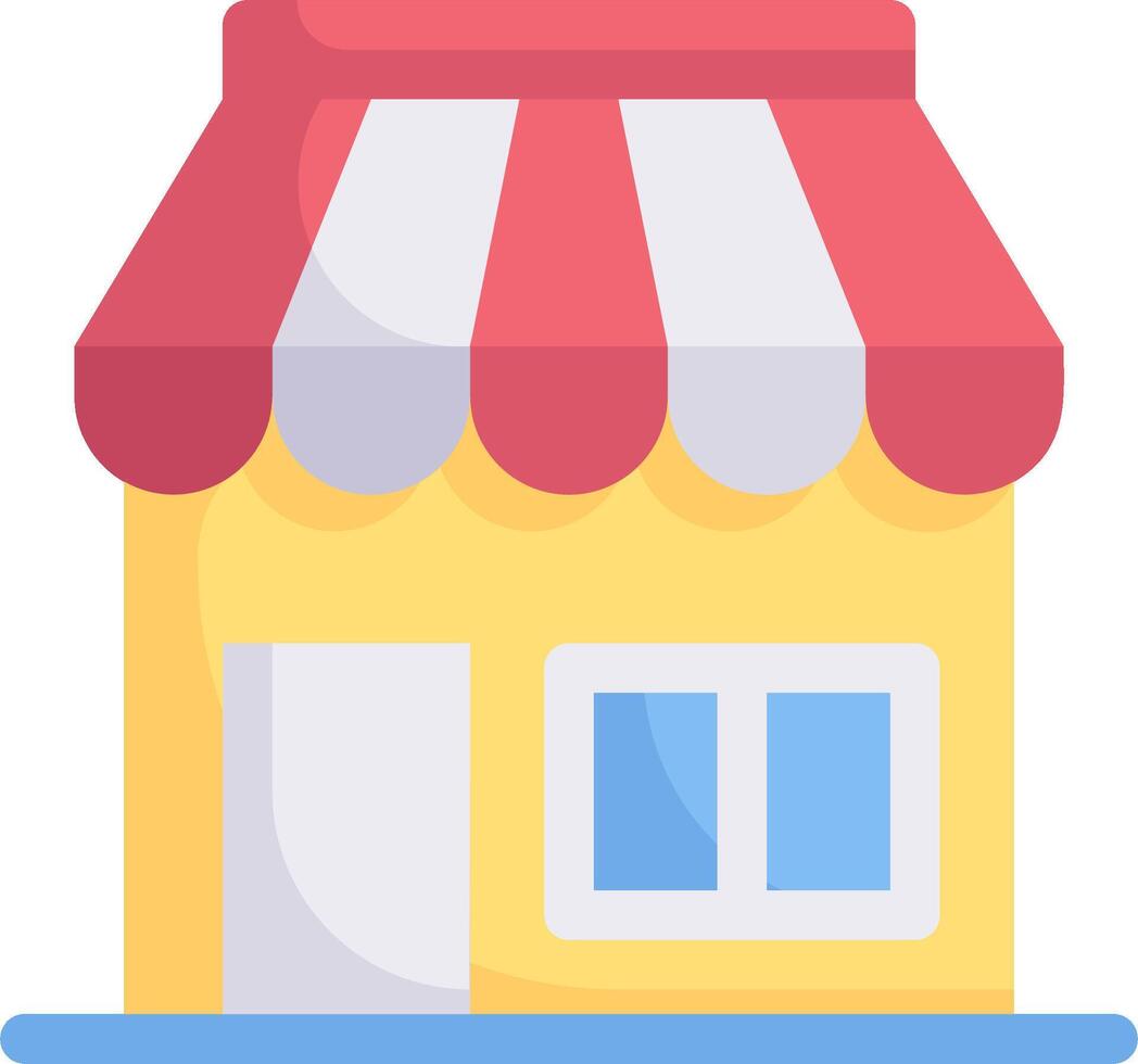 A small shop with a red awning vector