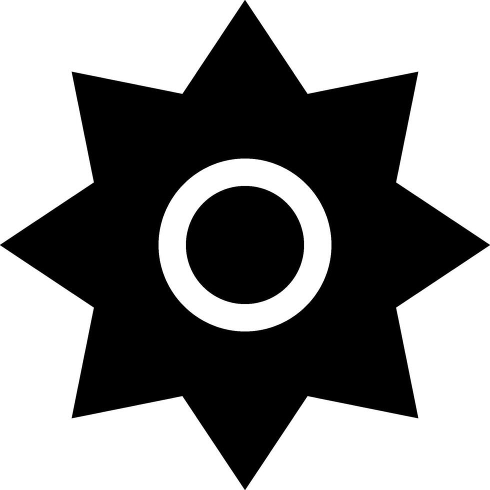 A black and white star with a white circle in the center vector