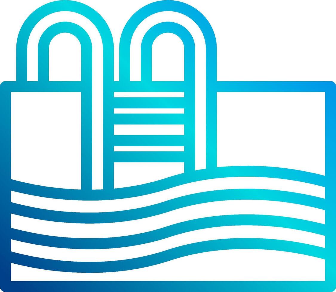 A blue and white logo with a swimming pool vector