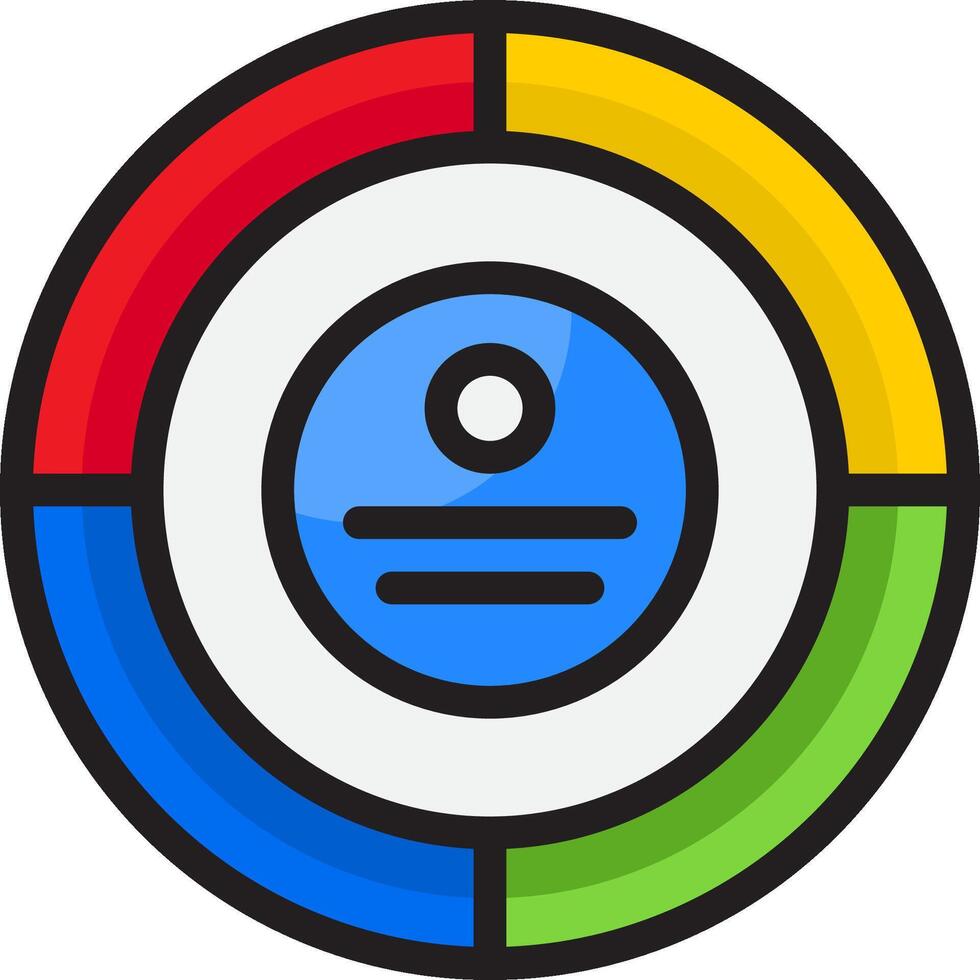 A colorful circular icon with a circle in the center vector
