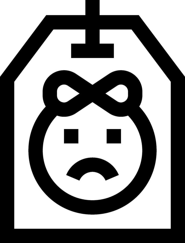 A black and white icon of a sad face vector
