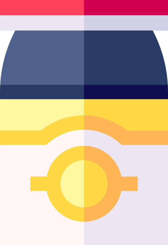 A flat design of a hat with a yellow and red background vector