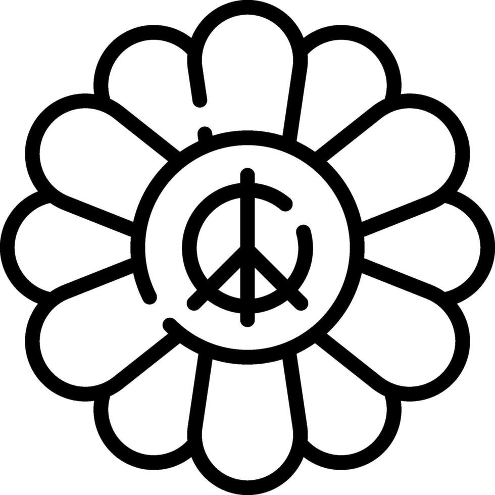 A black and white flower with a peace sign on it vector