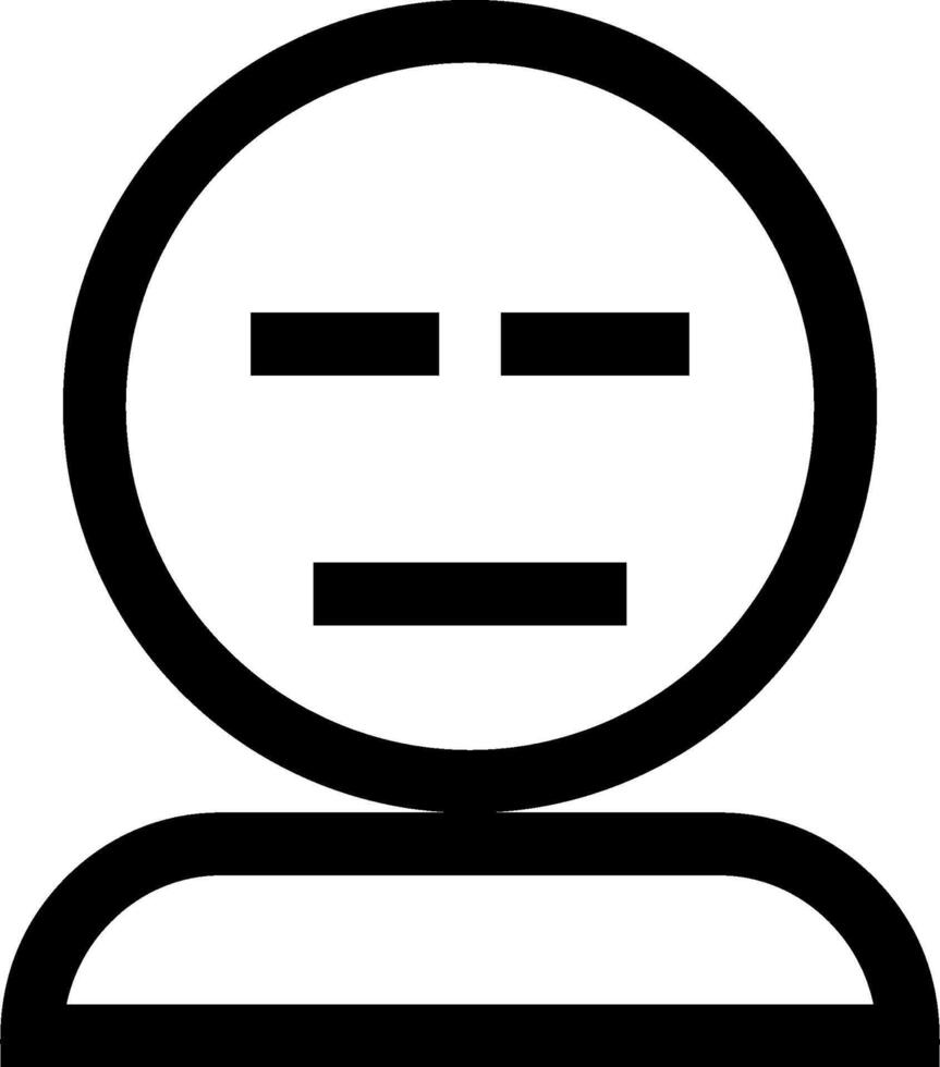 A black and white icon of a person with a sad face vector