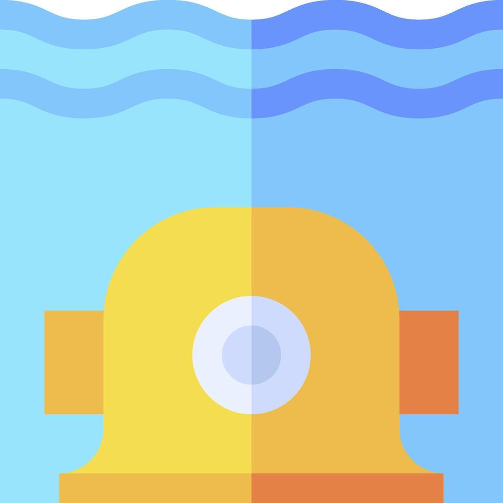 An icon of a yellow diving helmet in the water vector