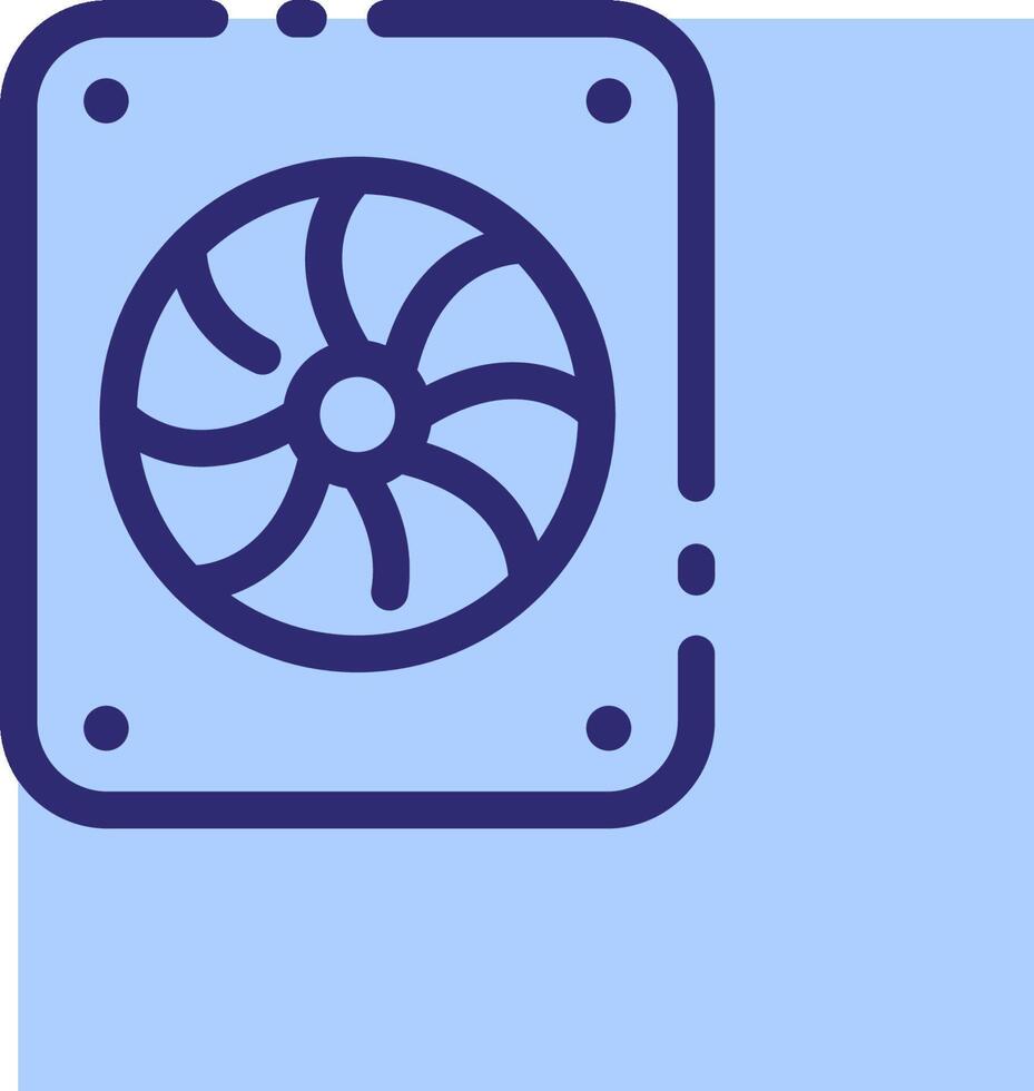 A fan icon on a blue background vector