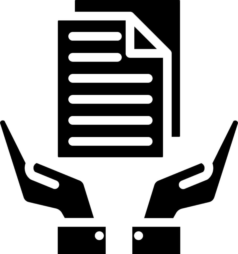 Hands holding a document icon vector