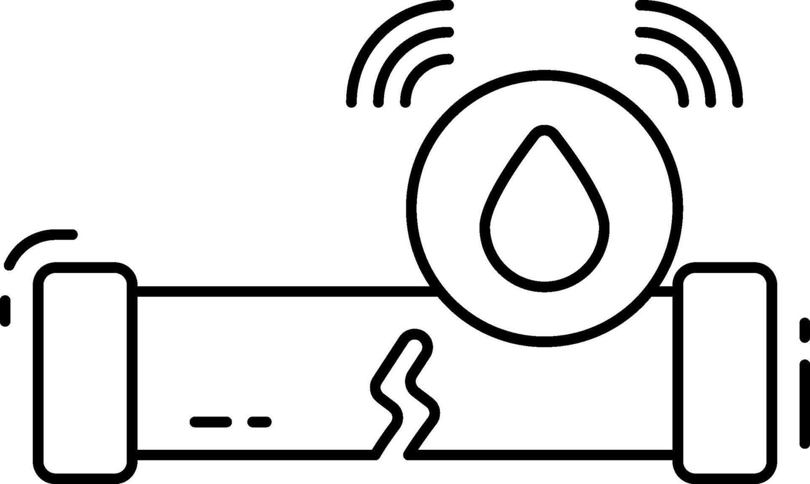 A black and white drawing of a pipe with a water drop vector