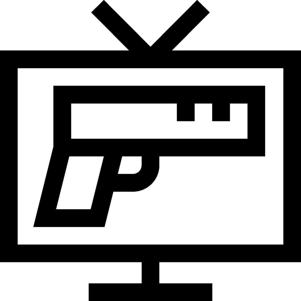 A gun on a television screen with a gun icon vector