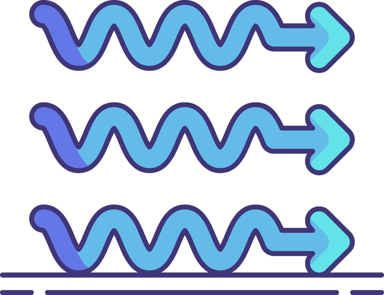 Three blue lines with a blue arrow pointing to the left vector