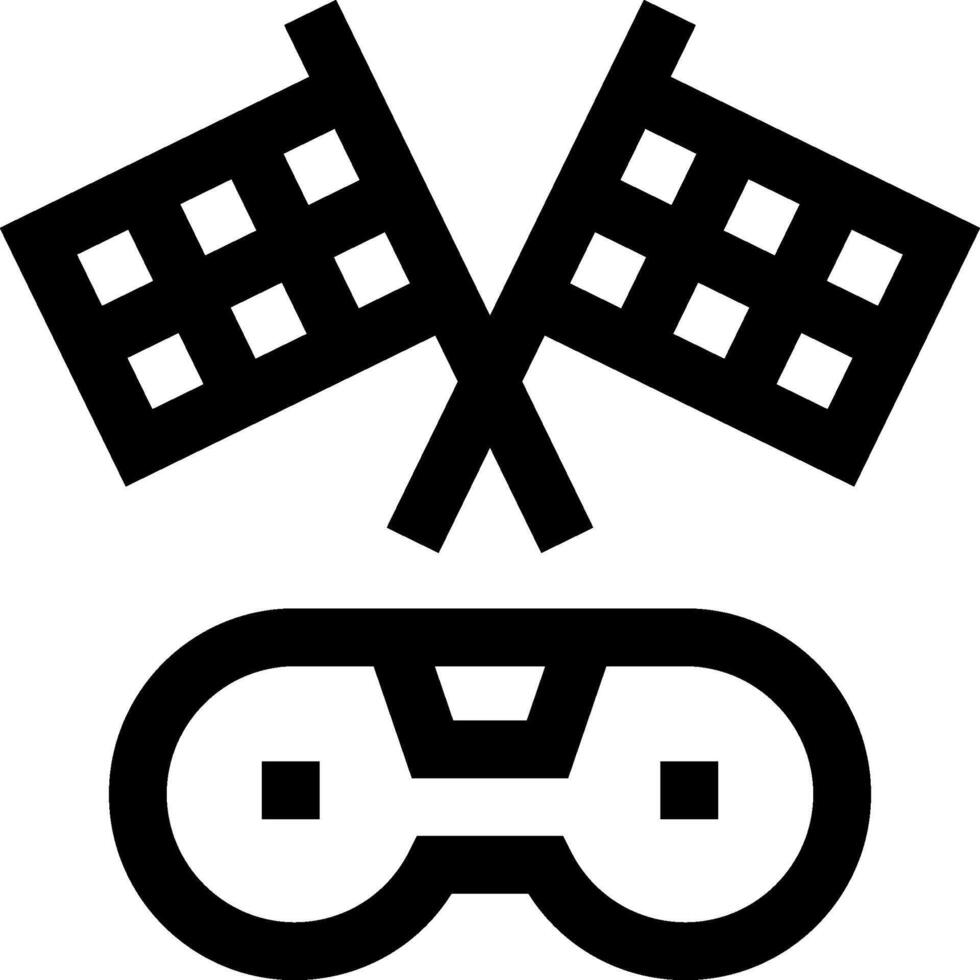 A black and white image of two goggles and flags vector