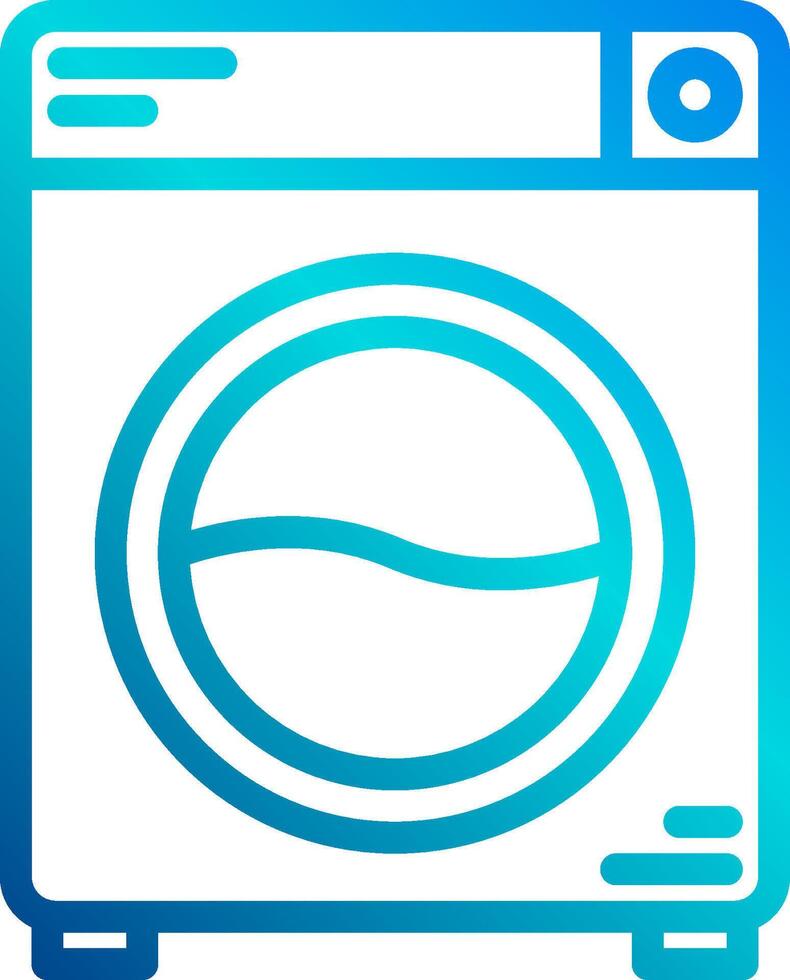 A blue and white icon of a washing machine vector