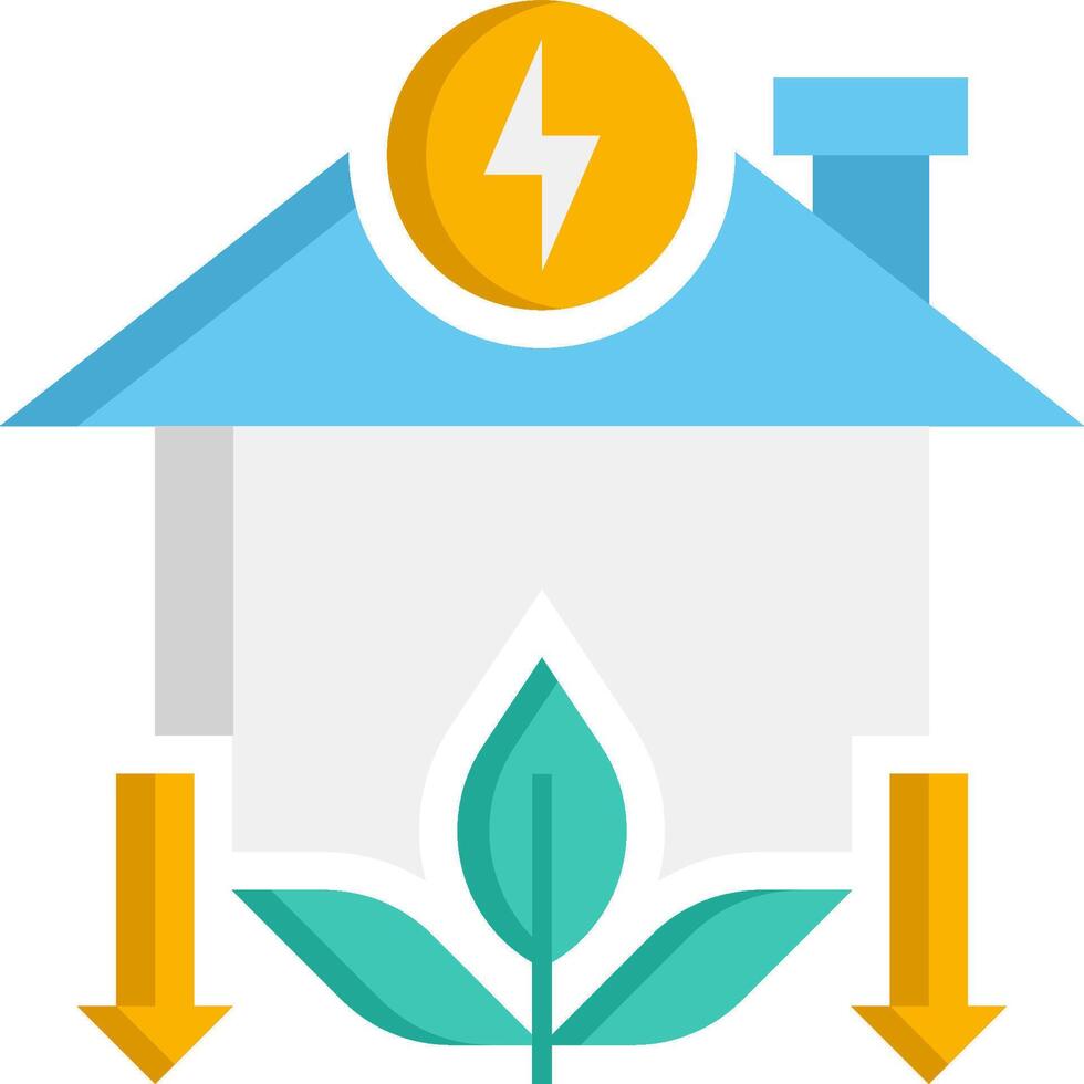 A house with a lightning bolt and a plant vector
