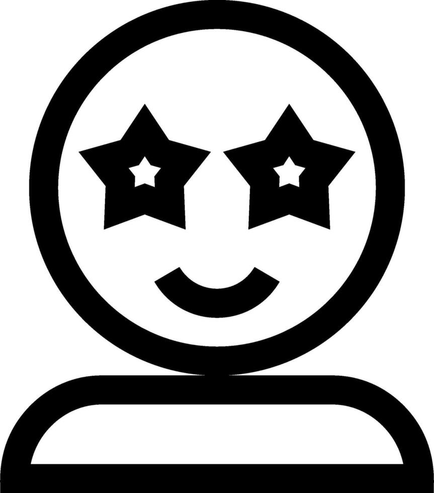 A black and white icon of a person with stars on their face vector